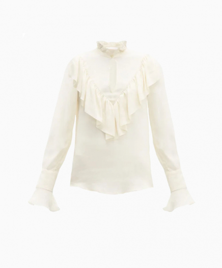 Blouse en crêpe de Chine volantée