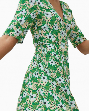 Robe Floral Wrap Dress Green